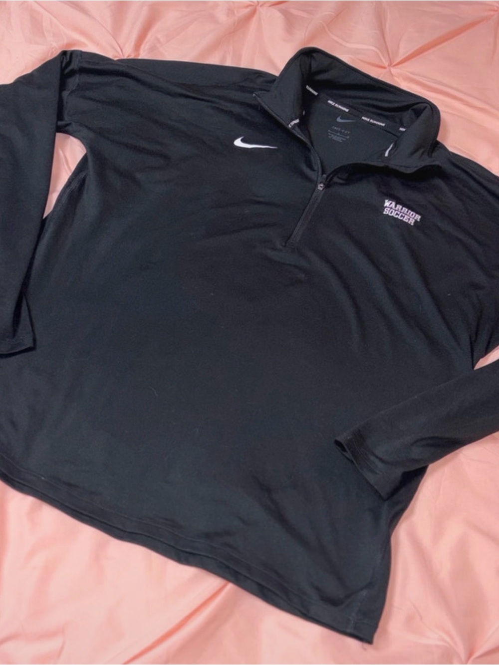 Nike Menâs Black Half-Zip Pullover with White Swoosh